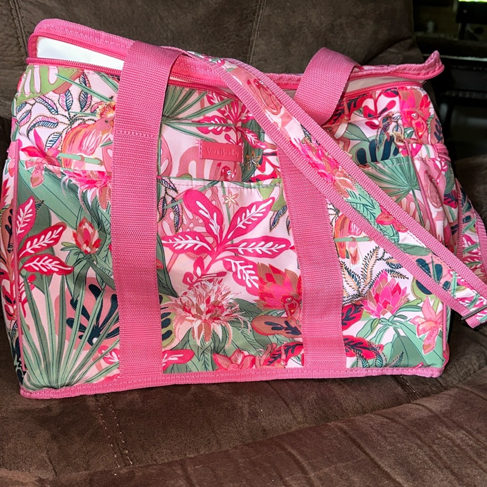 Vera Bradley Pink Cooler Rainforest Fun Pattern insulated tote